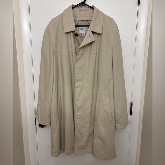 London Fog Other - Vintage Towne by London Fog Men's Trench Coat XL 46R Tan Rain Jacket Zip Liner